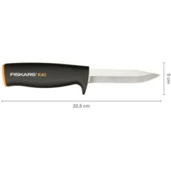 Fiskars Couteau Universel De Jardin Et Outdoor, Fourreau En Plastique Inclus, Longueur: 22,5 Cm, Noir/Orange, K40, 1001622