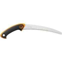 Fiskars Scie De Jardin Professionnelle Pour Bois Vert à Lame Courbe, Grandes Dents, Coupe Tirante, Lame En Acier Haute Qualité, Noir/Orange, SW240, 1020200