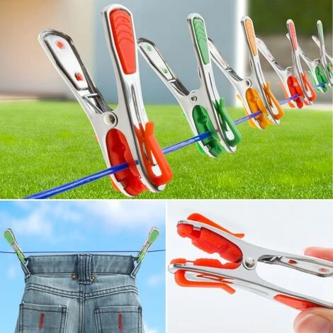 Pinces à Linge X24 Inox Incassables Révolution Avec Crochets Clips De Suspension 4 Pinces à Linge X24 Inox Incassables Révolution Avec Crochets Clips De Suspension - Image 2