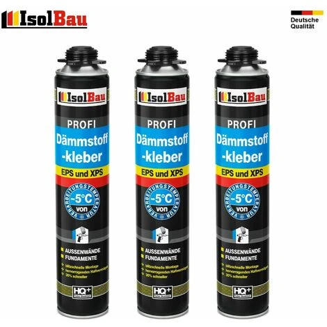 Isolbau Adhésif D'isolation Mousse Adhésive 3 X 750 Ml Adhésif De Périmètre EPS XPS Haute Qualité - Avec 1 Nettoyant Et 1 Pistolet 3 Isolbau Adhésif D'isolation Mousse Adhésive 3 X 750 Ml Adhésif De Périmètre EPS XPS Haute Qualité - Avec 1 Nettoyant Et 1 Pistolet