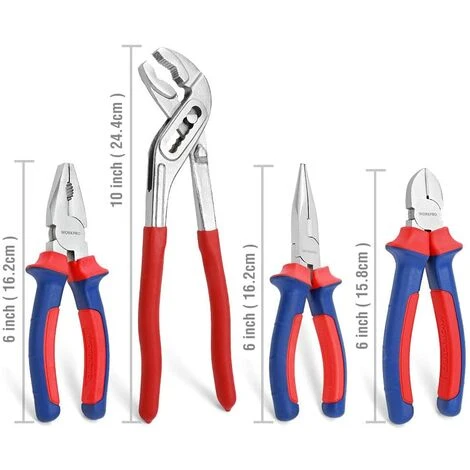 WORKPRO Jeu De Pinces De Qualité Pour Réparation Domestique Ou Utilisation Du Travail - 4 Pièces 4 WORKPRO Jeu De Pinces De Qualité Pour Réparation Domestique Ou Utilisation Du Travail - 4 Pièces - Image 2