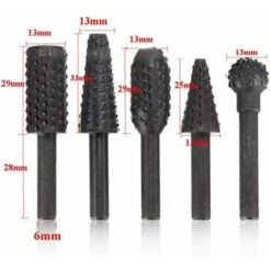 1/4 6mm Ensemble De Fraises Rotatives Outils électriques Broyage De Bois Gravure Fichier De Sculpture Râpe Forets Forets Rotatifs Fraises Shank Bit Set Pour Kit De Menuiserie Pack De 5 (Noir) -Pro Outils Soldes Magasin 42192387 4