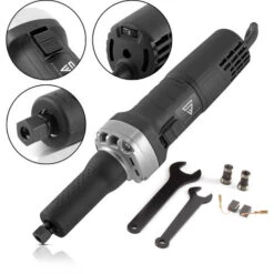 STAHLWERK GS 750-ST Meuleuse Droite De 750 Watts Avec Broche Porte-meule Longue Pour Le Ponçage, Le Fraisage Et L'ébavurage