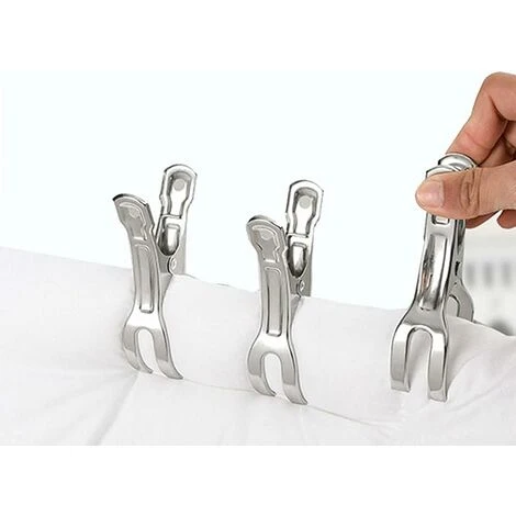 10pcs Pinces à Serviettes De Plage En Acier Inoxydable, Pinces Coupe-vent Cintre à épingles à Linge, Pinces à Serviettes Grandes 5 10pcs Pinces à Serviettes De Plage En Acier Inoxydable, Pinces Coupe-vent Cintre à épingles à Linge, Pinces à Serviettes Grandes - Image 3