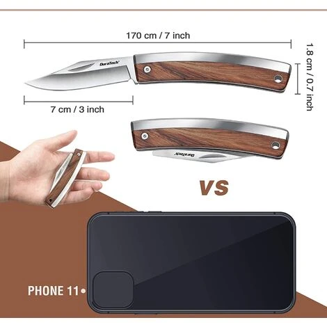 DURATECH Couteau De Poche Pliant Avec Poignée En Bois, Lame En Acier 7Cr17, Léger Et Compact Idéal Pour Pêche, Randonnée, Camping Ou Couteau à Fruits Usage Domestique 4 DURATECH Couteau De Poche Pliant Avec Poignée En Bois, Lame En Acier 7Cr17, Léger Et Compact Idéal Pour Pêche, Randonnée, Camping Ou Couteau à Fruits Usage Domestique - Image 2