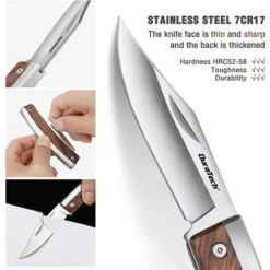 DURATECH Couteau De Poche Pliant Avec Poignée En Bois, Lame En Acier 7Cr17, Léger Et Compact Idéal Pour Pêche, Randonnée, Camping Ou Couteau à Fruits Usage Domestique 9 DURATECH Couteau De Poche Pliant Avec Poignée En Bois, Lame En Acier 7Cr17, Léger Et Compact Idéal Pour Pêche, Randonnée, Camping Ou Couteau à Fruits Usage Domestique -Pro Outils Soldes Magasin 50850490 3