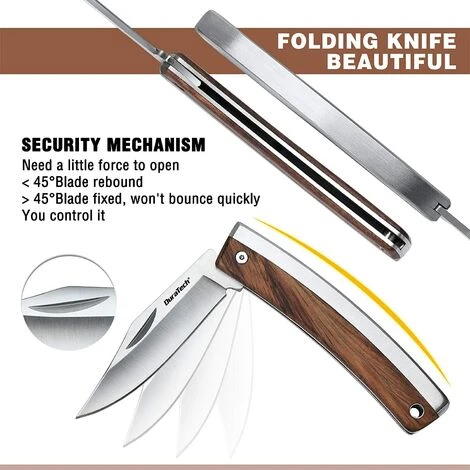 DURATECH Couteau De Poche Pliant Avec Poignée En Bois, Lame En Acier 7Cr17, Léger Et Compact Idéal Pour Pêche, Randonnée, Camping Ou Couteau à Fruits Usage Domestique 7 DURATECH Couteau De Poche Pliant Avec Poignée En Bois, Lame En Acier 7Cr17, Léger Et Compact Idéal Pour Pêche, Randonnée, Camping Ou Couteau à Fruits Usage Domestique - Image 5