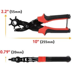 Pince Perforatrice Cuir - GARANTIE A VIE - Emporte Piece Robuste Pour Ceintures, Sacs À Mains, Bracelets De Montres - 6 Tailles 2mm, 2,5mm, 3mm, 3,5mm, 4mm, 4,5mm - Tige Incluse Macaron -Pro Outils Soldes Magasin 50928535 2