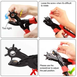 Pince Perforatrice Cuir - GARANTIE A VIE - Emporte Piece Robuste Pour Ceintures, Sacs À Mains, Bracelets De Montres - 6 Tailles 2mm, 2,5mm, 3mm, 3,5mm, 4mm, 4,5mm - Tige Incluse Macaron -Pro Outils Soldes Magasin 50928535 5