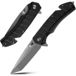 Swiss+Tech Couteau De Poche Multifonction Avec Lame Tanto, Clip, Brise-verre, Coupe-corde, Couteau Pliant Parfait Pour Chasse, Survie En Camping, Randonnée, Urgence Et Usage Domestique