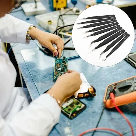 Pince à épiler Industrielle Facile à Utiliser 9 Pièces Pince à épiler ESD Antistatique Avec Sac En Toile Outil De Réparation De Pince à épiler à Pointe Droite Incurvée En Acier Inoxydable 6 Pince à épiler Industrielle Facile à Utiliser 9 Pièces Pince à épiler ESD Antistatique Avec Sac En Toile Outil De Réparation De Pince à épiler à Pointe Droite Incurvée En Acier Inoxydable - Image 4