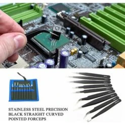 Pince à épiler Industrielle Facile à Utiliser 9 Pièces Pince à épiler ESD Antistatique Avec Sac En Toile Outil De Réparation De Pince à épiler à Pointe Droite Incurvée En Acier Inoxydable 11 Pince à épiler Industrielle Facile à Utiliser 9 Pièces Pince à épiler ESD Antistatique Avec Sac En Toile Outil De Réparation De Pince à épiler à Pointe Droite Incurvée En Acier Inoxydable -Pro Outils Soldes Magasin 54168599 5