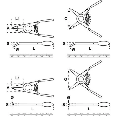 Jeu De 4 Petites Pinces A Circlips Interieur, Exterieur Droites Et Coudees 5 Jeu De 4 Petites Pinces A Circlips Interieur, Exterieur Droites Et Coudees - Image 3