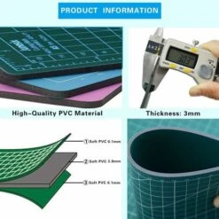 Lilaris Tapis De Découpe A4 (22 X 30 Cm, Tapis De Découpe Auto-cicatrisant, Utilisable Des Deux Côtés, Avec Grille) (vert Matcha)Une Pièce -Pro Outils Soldes Magasin 58534683 3