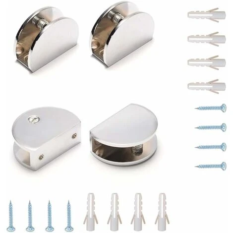 ZOLGINAH 4 Pièces Clip En Verre Demi-Cercle, Convient Pour La Maison, Hôtel, Bureau, Coiffeur Etabli Miroir Supports D'étagère En Verre (Argent) Semi-circulaire 3 ZOLGINAH 4 Pièces Clip En Verre Demi-Cercle, Convient Pour La Maison, Hôtel, Bureau, Coiffeur Etabli Miroir Supports D'étagère En Verre (Argent) Semi-circulaire