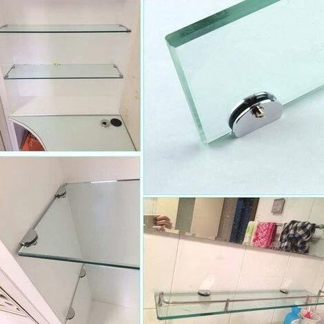 ZOLGINAH 4 Pièces Clip En Verre Demi-Cercle, Convient Pour La Maison, Hôtel, Bureau, Coiffeur Etabli Miroir Supports D'étagère En Verre (Argent) Semi-circulaire 6 ZOLGINAH 4 Pièces Clip En Verre Demi-Cercle, Convient Pour La Maison, Hôtel, Bureau, Coiffeur Etabli Miroir Supports D'étagère En Verre (Argent) Semi-circulaire - Image 4