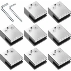 ZOLGINAH Pinces à Verre 8 PCS 8-10mm En Acier Inoxydable 304 Pinces à Verre Support En Verre Réglable à Dos Plat Pour Balustrade D'Escalier, Main Courante