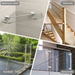 ZOLGINAH Pinces à Verre 8 PCS 8-10mm En Acier Inoxydable 304 Pinces à Verre Support En Verre Réglable à Dos Plat Pour Balustrade D'Escalier, Main Courante -Pro Outils Soldes Magasin 59346098 5