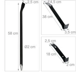 Relaxdays Pied-de-biche Lot De 5 Pièces, Levier Hexagonal, Grand Arrache-clou, En Acier, Noir -Pro Outils Soldes Magasin 61311830 5