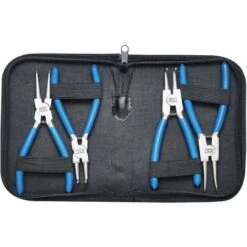 KRAFTPLUS K.105-4175 Pinces à Circlips Intérieurs Et Extérieurs 175 Mm Droite Coudée Pour Bagues Anneaux De Sécurité - 4 Pcs - Avec étui