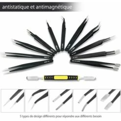 Brucelles Pincette Pinces De Précision Anti-statiques En Acier Inoxydable Pour Électronique Travail De Laboratoire -Pro Outils Soldes Magasin 64053418 3
