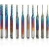 10Pcs Kit De PCB Fraise Rotatives De Nano Bleu Tige 3MM Ensemble De Gravure En Bout Carbure De Tungstène Pour CNC Fraises Bavures Tool Avec Étui De Rangement