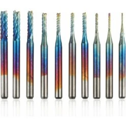 10Pcs Kit De PCB Fraise Rotatives De Nano Bleu Tige 3MM Ensemble De Gravure En Bout Carbure De Tungstène Pour CNC Fraises Bavures Tool Avec Étui De Rangement