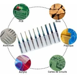 10Pcs Kit De PCB Fraise Rotatives De Nano Bleu Tige 3MM Ensemble De Gravure En Bout Carbure De Tungstène Pour CNC Fraises Bavures Tool Avec Étui De Rangement -Pro Outils Soldes Magasin 66758240 4