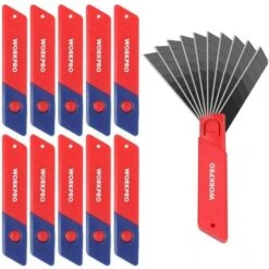 WORKPRO Lot De 100 Lames De Cutter 18mm, Lames Sécables En SK5 Avec Distributeur, Épaisseur: 0,5mm, Longeur: 100mm