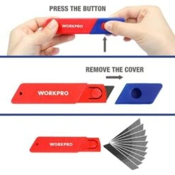 WORKPRO Lot De 100 Lames De Cutter 18mm, Lames Sécables En SK5 Avec Distributeur, Épaisseur: 0,5mm, Longeur: 100mm -Pro Outils Soldes Magasin 66800054 4