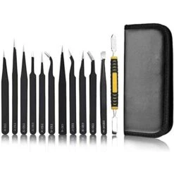 Lot De 12 Pincette Pinces De Précision Anti-statiques En Acier Inoxydable Pour Électronique Bijouterie Travail De Laboratoire Sourcils Et Cheveux