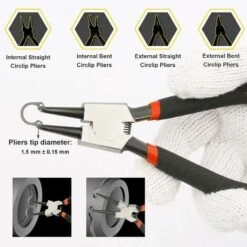 ZOLGINAH Lot De 4 Pinces à Circlips 6 Pouce 150mm Droite Courbe Interieur Extérieure Ensembles De Pinces Avec Housse De Conservation Poignée Antidérapante -Pro Outils Soldes Magasin 67876135 2