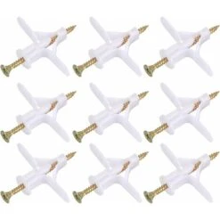 100 Chevilles Vis Pour Plaque De Plâtre, 50 Chevilles Plastique Avec 50 Vis Pour Cloison Sèche, Vis Et Chevilles Autotaraudeuse Fixation Kit Pour Etagere, Parpaing Creux, Ephé