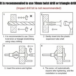 100 Chevilles Vis Pour Plaque De Plâtre, 50 Chevilles Plastique Avec 50 Vis Pour Cloison Sèche, Vis Et Chevilles Autotaraudeuse Fixation Kit Pour Etagere, Parpaing Creux, Ephé -Pro Outils Soldes Magasin 68092016 3