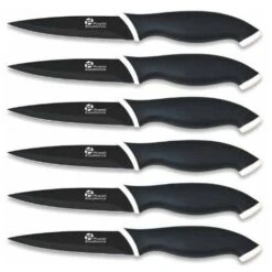 Pradel Excellence CC006N Coffret De 6 Couteaux Steak Lames Anti-Adhérentes Acier Inoxydable Noir