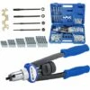 Pince à Riveter Professionnelle Pince à Riveter Comprenant 150 écrous à Riveter En M5 M6 M8 M10 M12 30 Pièces Chacune, Poignée Antidérapante, Facile à Transporter, Jeu De Rivets Pour Automobiles Et Meubles
