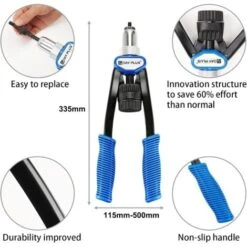 Pince à Riveter Professionnelle Pince à Riveter Comprenant 150 écrous à Riveter En M5 M6 M8 M10 M12 30 Pièces Chacune, Poignée Antidérapante, Facile à Transporter, Jeu De Rivets Pour Automobiles Et Meubles -Pro Outils Soldes Magasin 68962086 3
