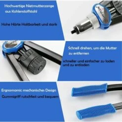 Jeu De Pinces à Riveter Professionnelles Jeu De Pinces à Riveter Aveugles Riveteuses Rivets à écrou Fileté Outil M5 - M12 Avec 150 écrous à Riveter -Pro Outils Soldes Magasin 68962087 4