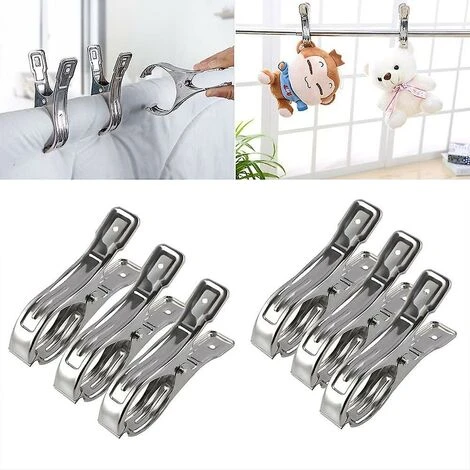 GP 6pcs Grandes Pinces à Linge En Acier Inoxydable, Pare-brise Durable Antidérapant 7 GP 6pcs Grandes Pinces à Linge En Acier Inoxydable, Pare-brise Durable Antidérapant - Image 5
