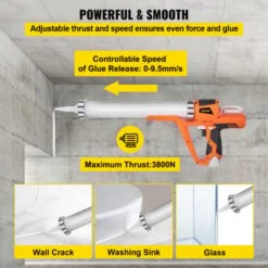 VEVOR Pistolet A Cartouche 12 V Pistolet A Mastic 3800 N Pistolet A Cartouche Mecanique 6 Vitesses Sans Fil Aluminium 0-0,66 Cm/s Avec Batterie Et Chargeur Pour Fissure De Porte/Fenetre/Mur -Pro Outils Soldes Magasin 69343160 4
