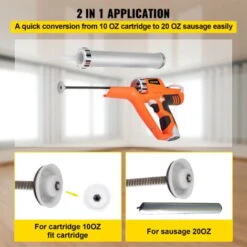 VEVOR Pistolet A Cartouche 12 V Pistolet A Mastic 3800 N Pistolet A Cartouche Mecanique 6 Vitesses Sans Fil Aluminium 0-0,66 Cm/s Avec Batterie Et Chargeur Pour Fissure De Porte/Fenetre/Mur -Pro Outils Soldes Magasin 69343160 5