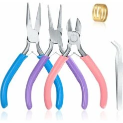3 Pinces à Bijoux, Pince Trousse Outils De Fabrication De Bijoux, Pinces à Becs Aiguilles, Pinces à Bec Long, Pinces à Becs De Chaîne, Coupe-fil