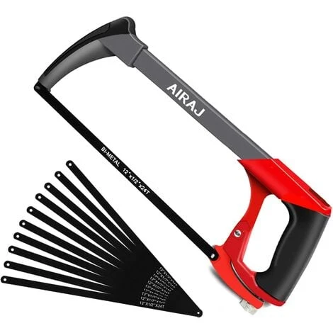 Cadre De Scie à Métaux Multifonctionnel Avec Tension Réglable Et 10 Lames De Scie,AIRAJ Deux Angles De Sciage (45°/90°) Scie à Main Multifonctionnelle 3 Cadre De Scie à Métaux Multifonctionnel Avec Tension Réglable Et 10 Lames De Scie,AIRAJ Deux Angles De Sciage (45°/90°) Scie à Main Multifonctionnelle