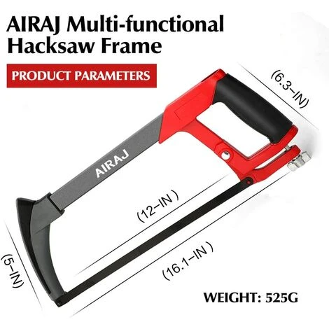 Cadre De Scie à Métaux Multifonctionnel Avec Tension Réglable Et 10 Lames De Scie,AIRAJ Deux Angles De Sciage (45°/90°) Scie à Main Multifonctionnelle 4 Cadre De Scie à Métaux Multifonctionnel Avec Tension Réglable Et 10 Lames De Scie,AIRAJ Deux Angles De Sciage (45°/90°) Scie à Main Multifonctionnelle - Image 2