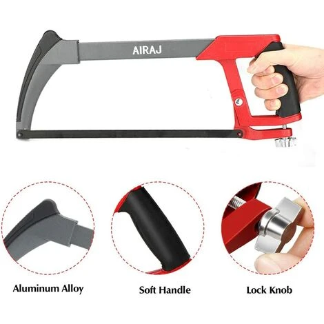 Cadre De Scie à Métaux Multifonctionnel Avec Tension Réglable Et 10 Lames De Scie,AIRAJ Deux Angles De Sciage (45°/90°) Scie à Main Multifonctionnelle 5 Cadre De Scie à Métaux Multifonctionnel Avec Tension Réglable Et 10 Lames De Scie,AIRAJ Deux Angles De Sciage (45°/90°) Scie à Main Multifonctionnelle - Image 3