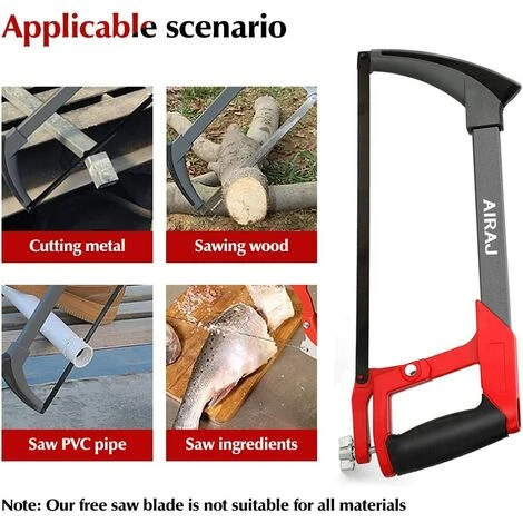 Cadre De Scie à Métaux Multifonctionnel Avec Tension Réglable Et 10 Lames De Scie,AIRAJ Deux Angles De Sciage (45°/90°) Scie à Main Multifonctionnelle 7 Cadre De Scie à Métaux Multifonctionnel Avec Tension Réglable Et 10 Lames De Scie,AIRAJ Deux Angles De Sciage (45°/90°) Scie à Main Multifonctionnelle - Image 5