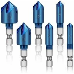 ,Set De Foret De Fraisage à Fraise En Bleu Recouvert De 90 Degrés 6-19mm Hex Hex Shank éburvable Ramer 6pcs, ébavurage Cutters