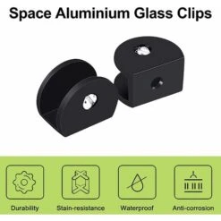 Pince à Verre, 4 Pièces De Support D’Étagère En Verre Support Tablette Verre Noir, Fixation Tablette Verre Réglable, Demi-Rondes, En Alliage D'Aluminium, Pour Verre De 6 à 8 Mm D'Épaisseur, 8 Pince à Verre, 4 Pièces De Support D’Étagère En Verre Support Tablette Verre Noir, Fixation Tablette Verre Réglable, Demi-Rondes, En Alliage D'Aluminium, Pour Verre De 6 à 8 Mm D'Épaisseur, -Pro Outils Soldes Magasin 80288734 2