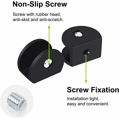 Pince à Verre, 4 Pièces De Support D’Étagère En Verre Support Tablette Verre Noir, Fixation Tablette Verre Réglable, Demi-Rondes, En Alliage D'Aluminium, Pour Verre De 6 à 8 Mm D'Épaisseur, 6 Pince à Verre, 4 Pièces De Support D’Étagère En Verre Support Tablette Verre Noir, Fixation Tablette Verre Réglable, Demi-Rondes, En Alliage D'Aluminium, Pour Verre De 6 à 8 Mm D'Épaisseur, - Image 4