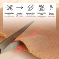 Ciseaux à Guidage Laser - Poignée En ABS - Pour Couture Ou Bricolage -Pro Outils Soldes Magasin 81923089 3